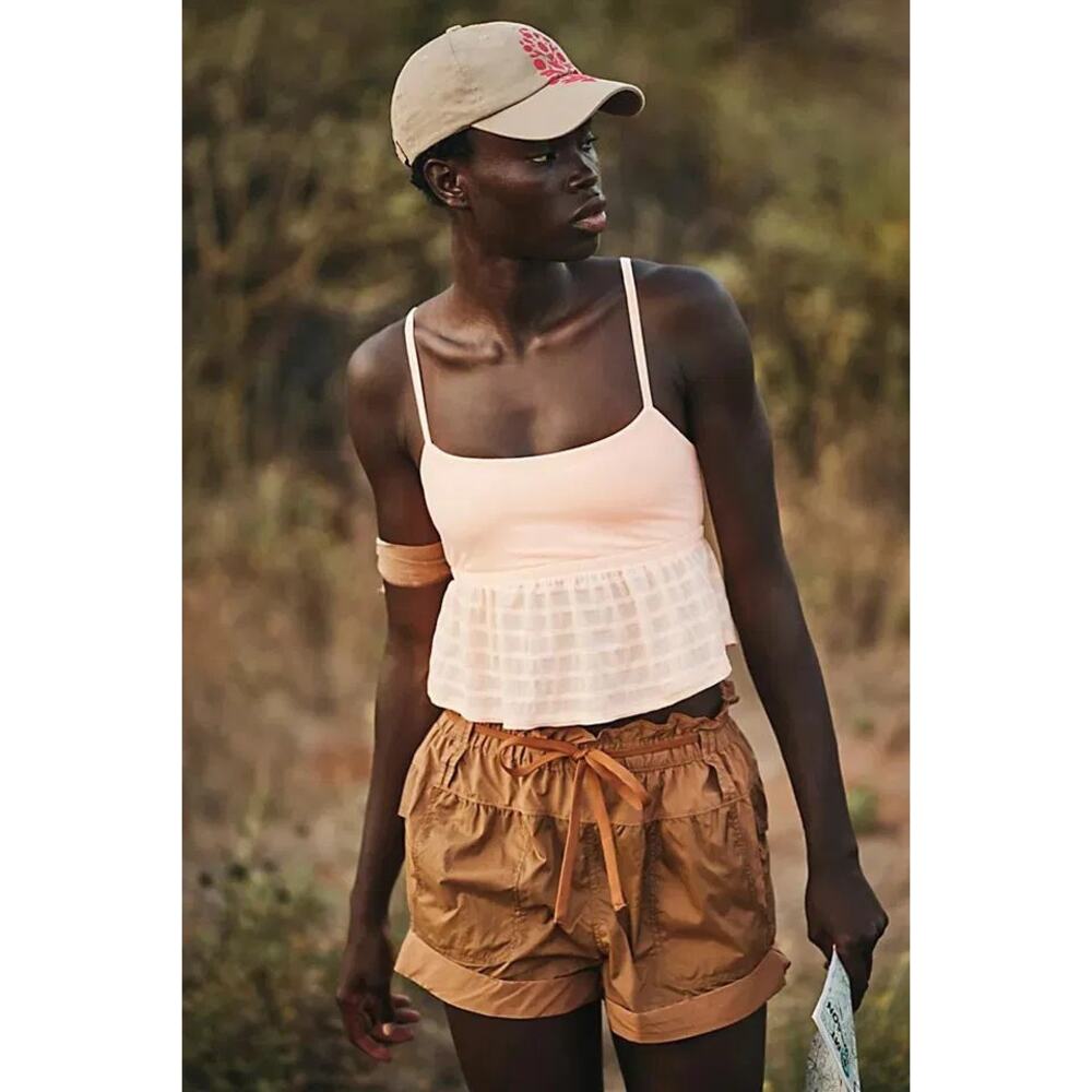 New FREE PEOPLE FP MOVEMENT Leave No Trace Shorts $68 X-SMALL Camel